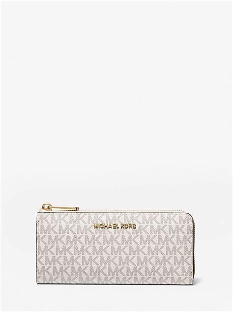 michael kors jet set travel large logo quarter-zip wallet|michael kors zippered wallet.